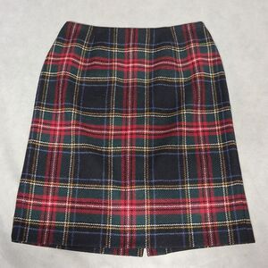 Talbots Tartan Plaid Skirt Women's 4 Red Multi Wool Lined A Line Knee Length